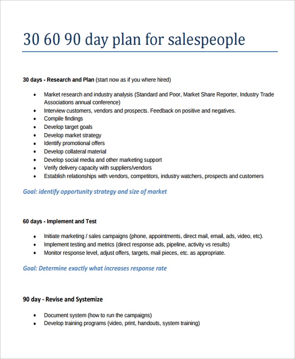 business plan template for printing industry 30 60 90 day sales 
