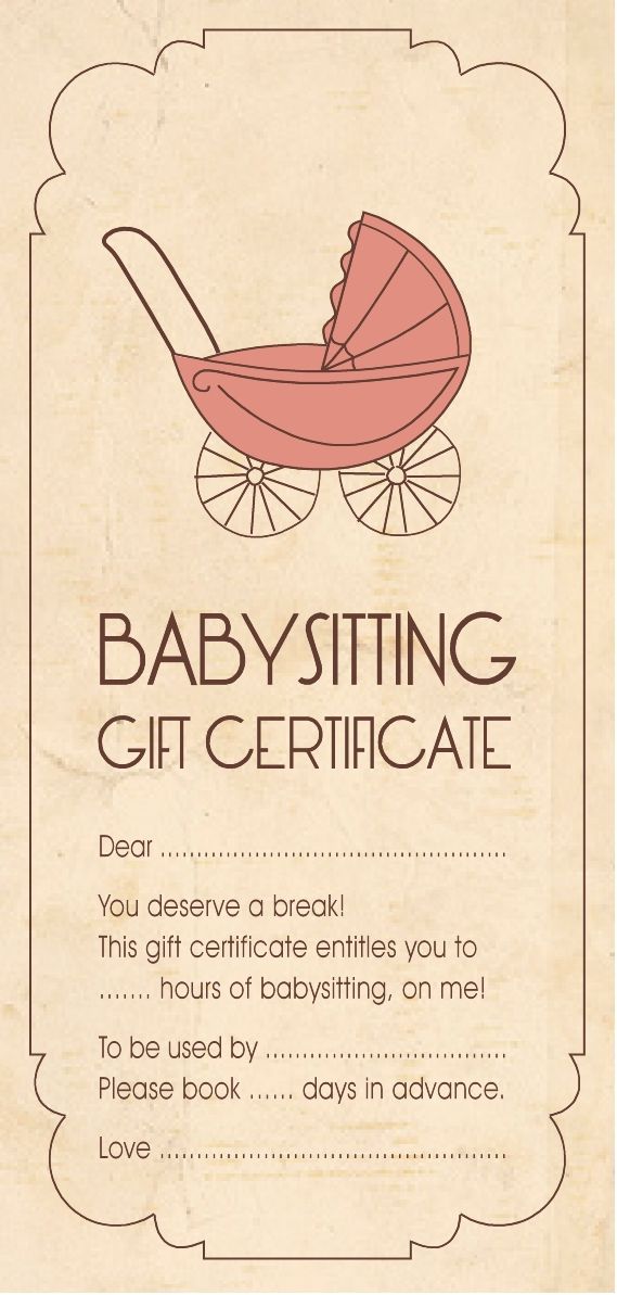 gift certificate for babysitting | Gift Ideas | Pinterest 