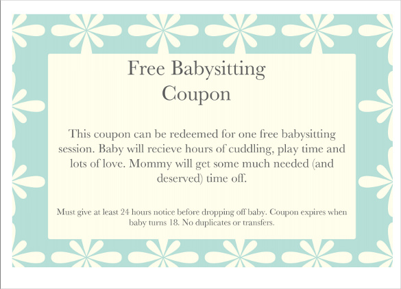 babysitting gift certificate template ba sitting coupon template 