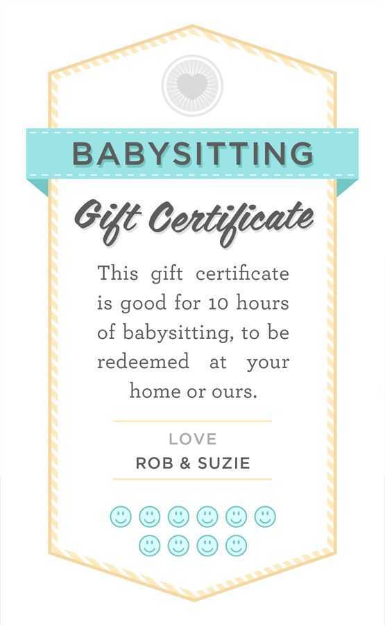 Babysitting gift certificate download   fully customizable PSD or 
