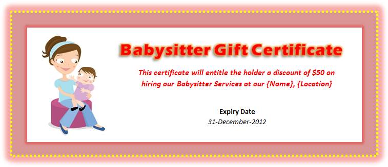 free babysitting gift certificate template basitting voucher 
