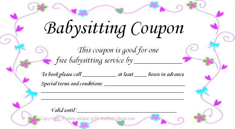 free babysitting gift certificate template free downloadable 