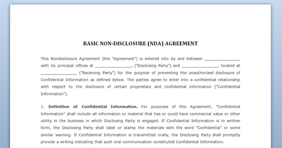 non disclosure agreement nda template free confidentiality 