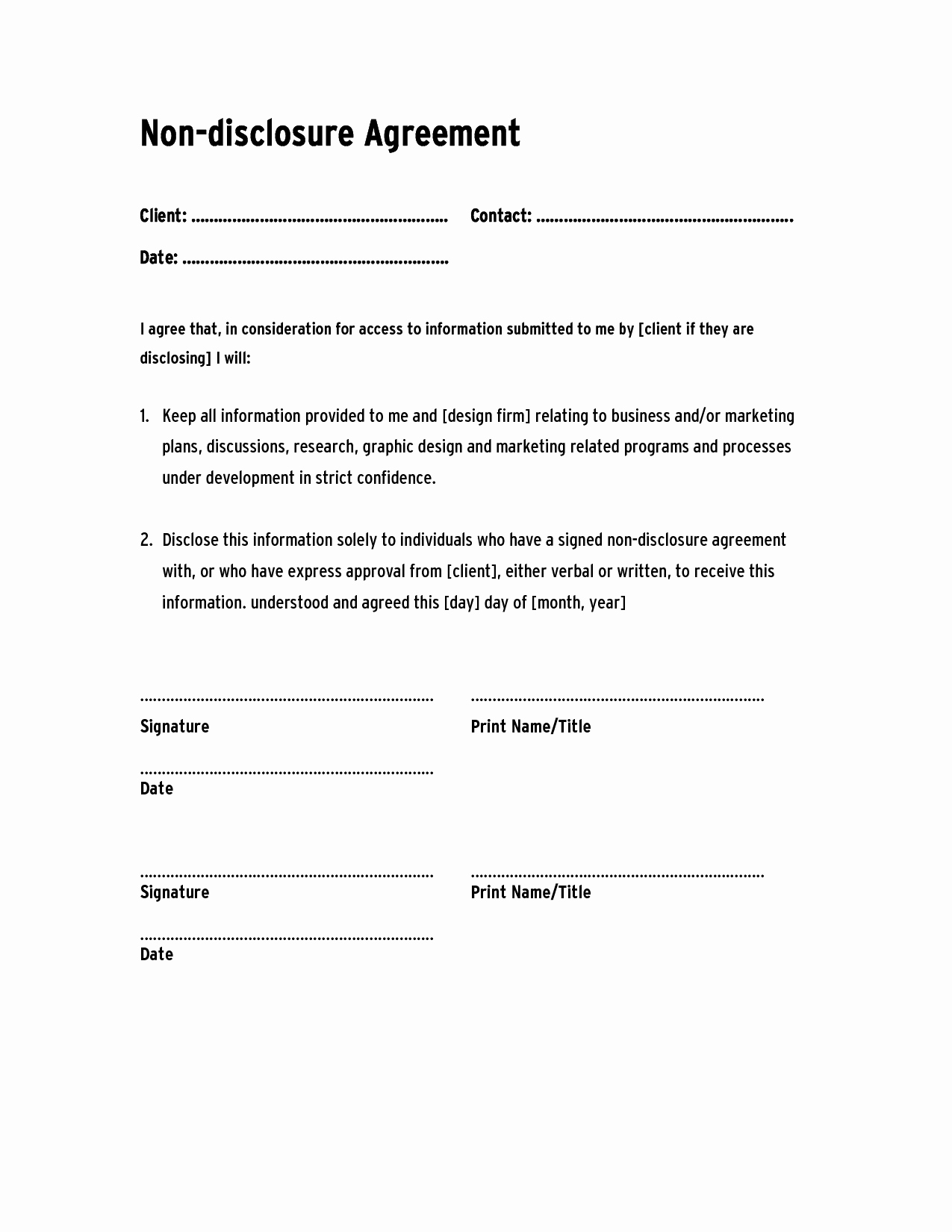 Simple Non Disclosure Agreement Template Awesome Disclosure 