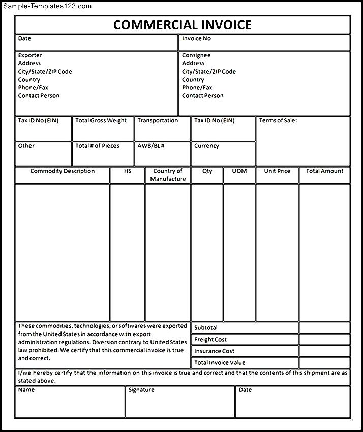 commercial invoice templates   Physic.minimalistics.co