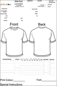 printable order form template others template blank t shirt order 