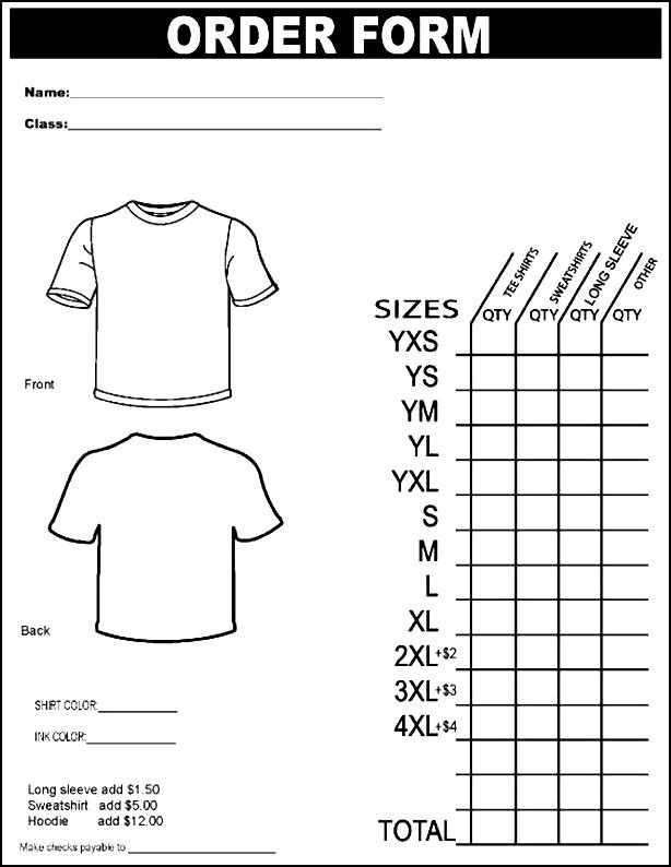 Pledge forms Template Awesome Blank T Shirt order form Template 
