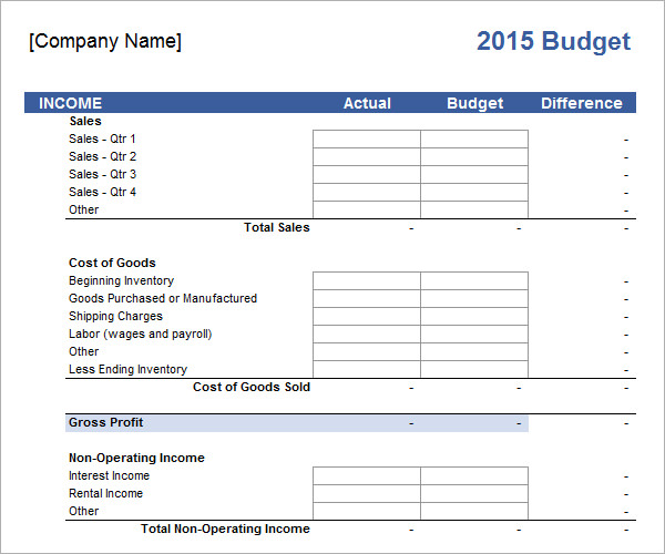 free blank expense budget spreadsheet templates for Business 