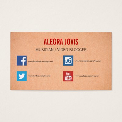Business Card Template With Social Media Icons Zazzlecouk Business 
