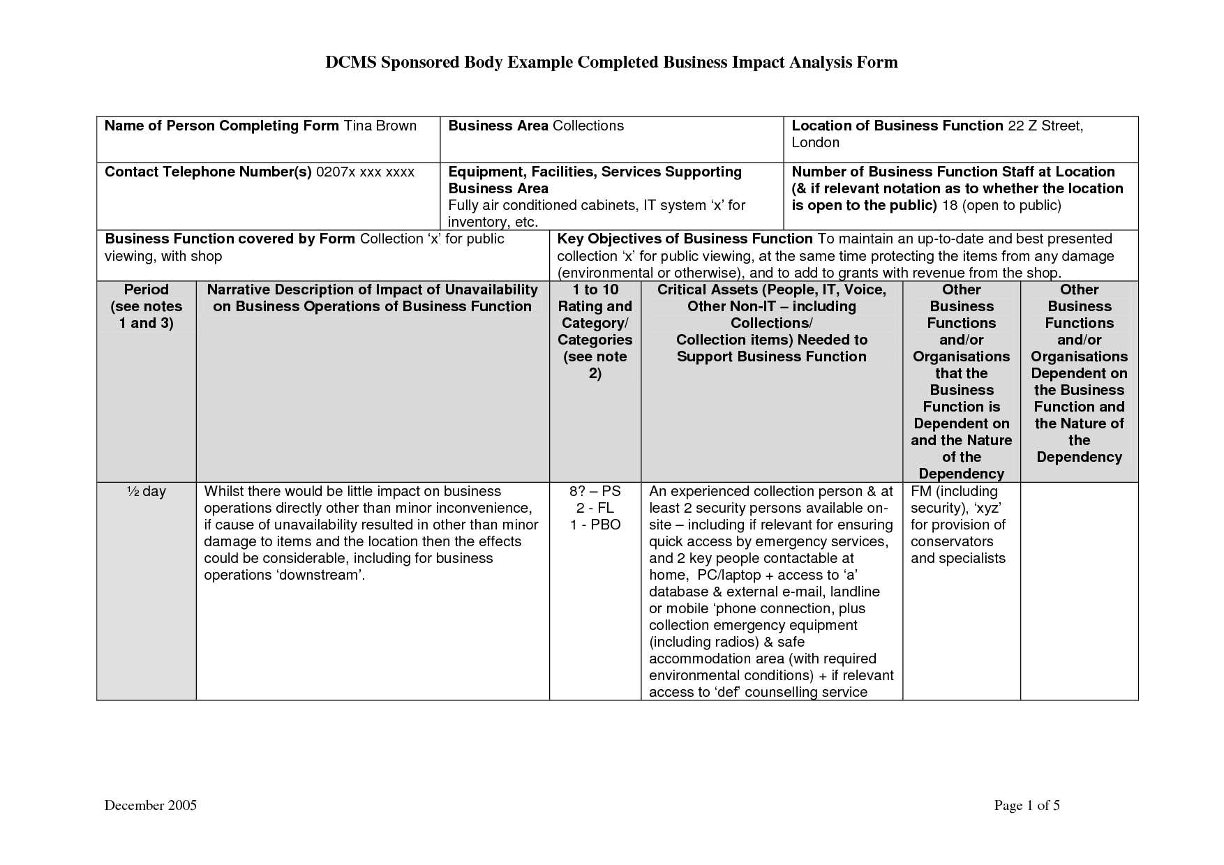 Business Impact Analysis Template | beneficialholdings.info