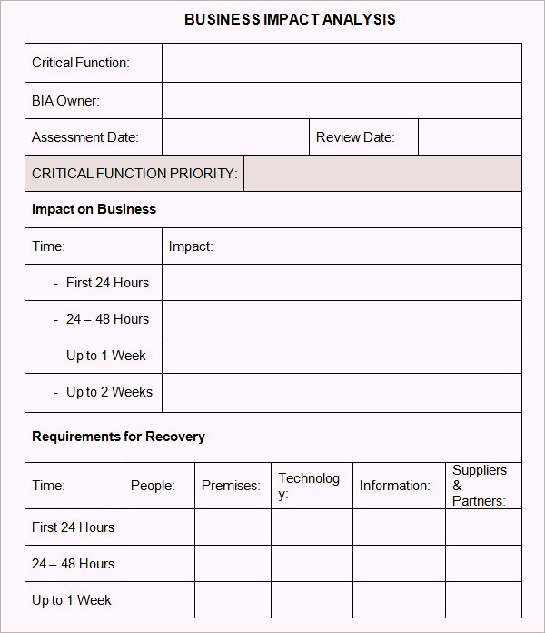 Business Impact Analysis Template | beneficialholdings.info