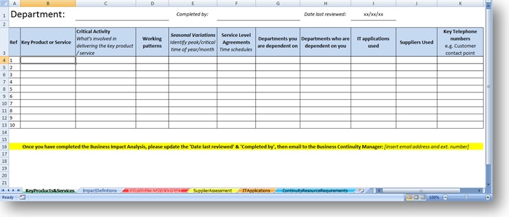 Business Impact Analysis Template   The Continuity Advisor
