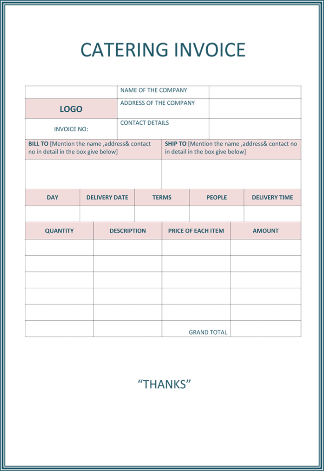 Catering Invoice Template 5 Best Catering Invoice Templates For 