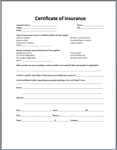 certificate of insurance template doc certificate of insurance 
