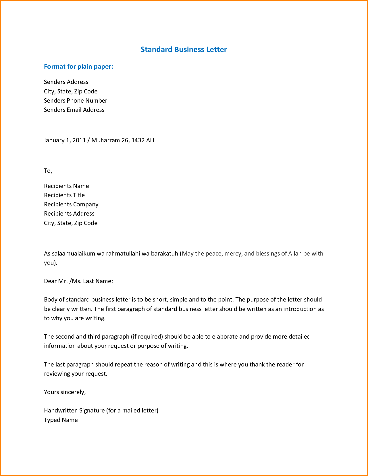 Formal Business Email Format Letter Spacing Guidelines Sample 