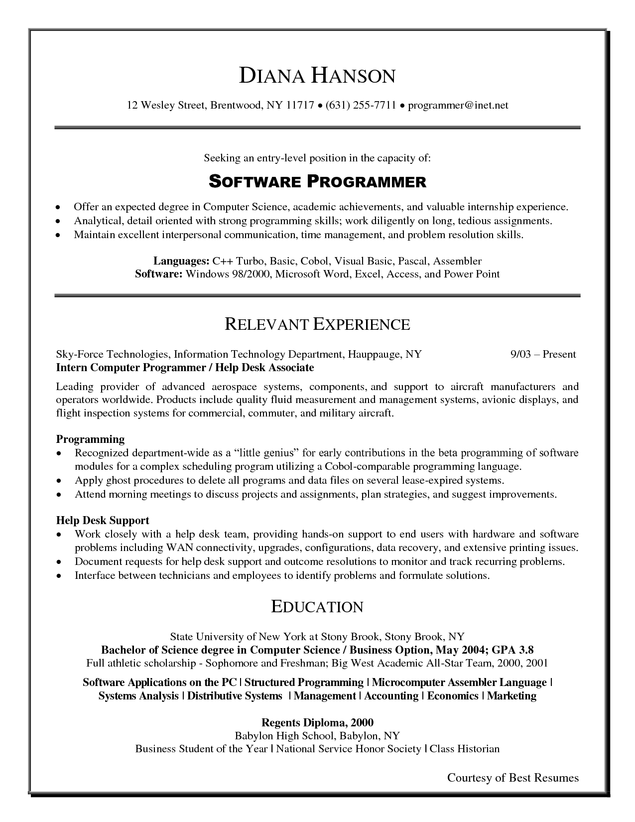 Amazing Entry Level Computer Science Resume 25 For Your Free 