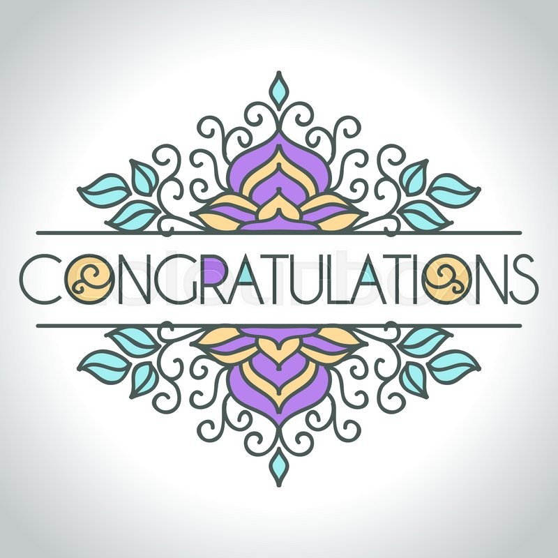 Vector card with floral ornament design. Congratulations card 