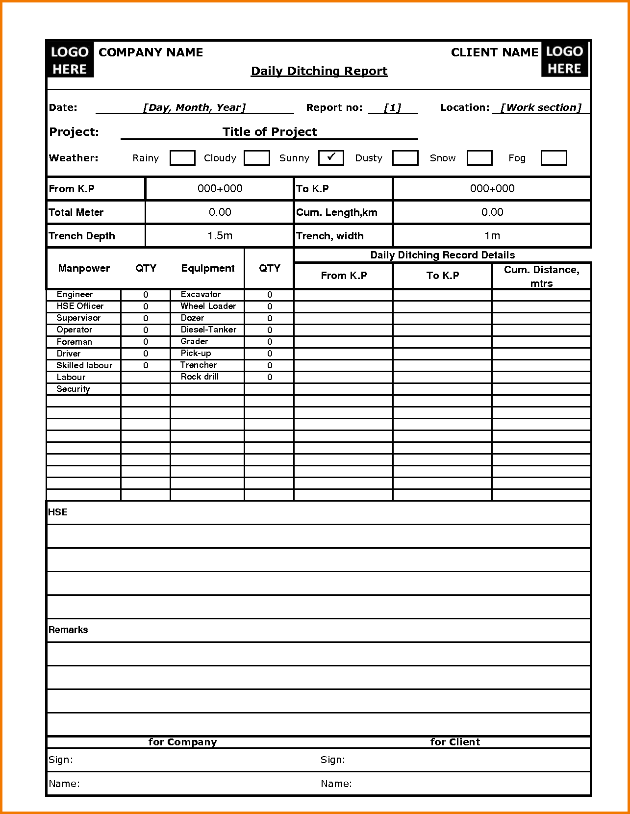 Construction daily report template cooperative depiction excel 
