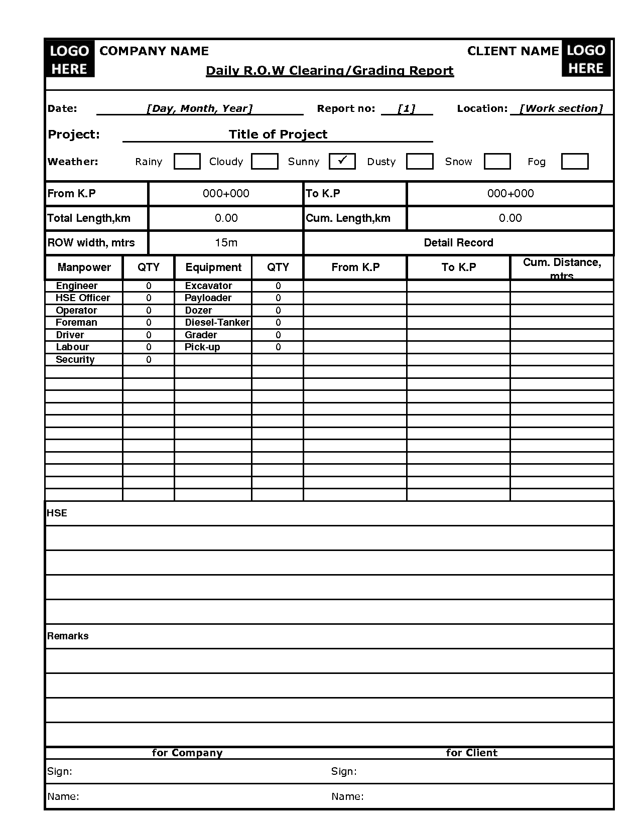 Daily report format for construction project new although template 