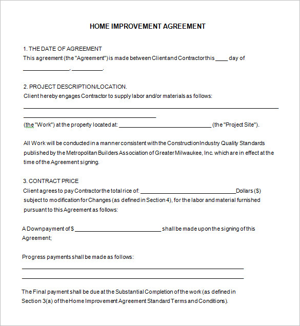 Home Remodeling Contract Template  7+ Free Word, PDF Documents 