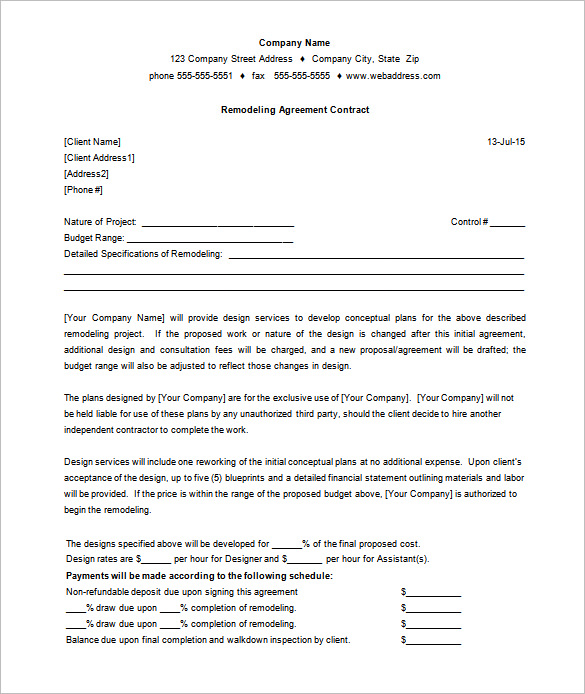 9+ Remodeling Contract Templates   Free Word, PDF Format Download 