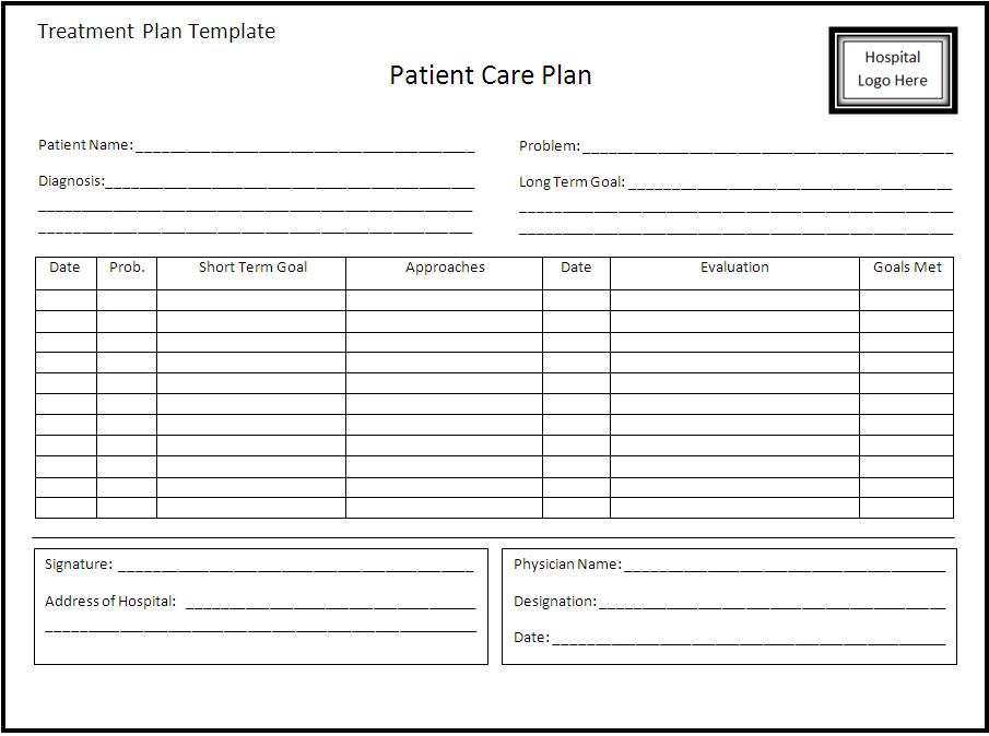 Treatment Plan Form Templates   Fillable & Printable Samples for 