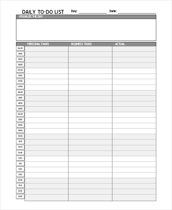 Daily To Do List Template   7+ Free PDF Documents Download | Free 