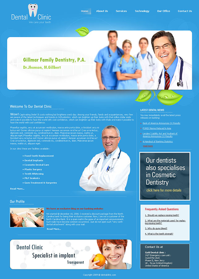 Inexpensive dental website templates