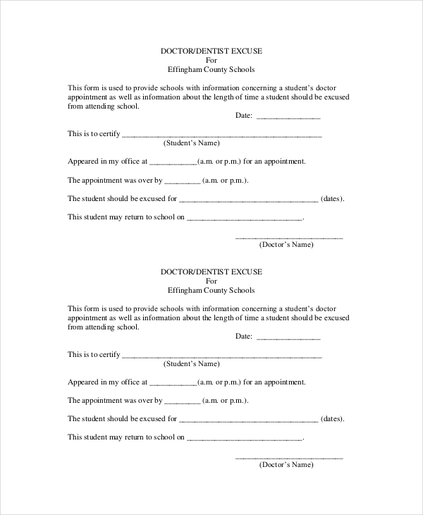 Doctors Note Template For School   6+ Free Word, PDF Documents 