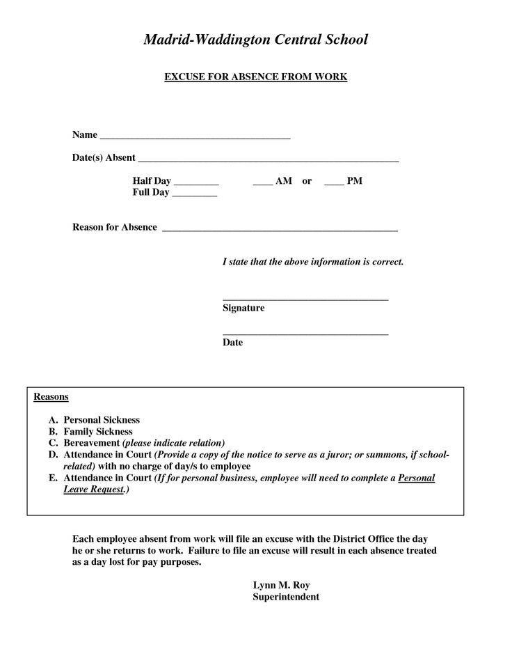 Best Photos of Doctors Note Template For Work Absence   Work 
