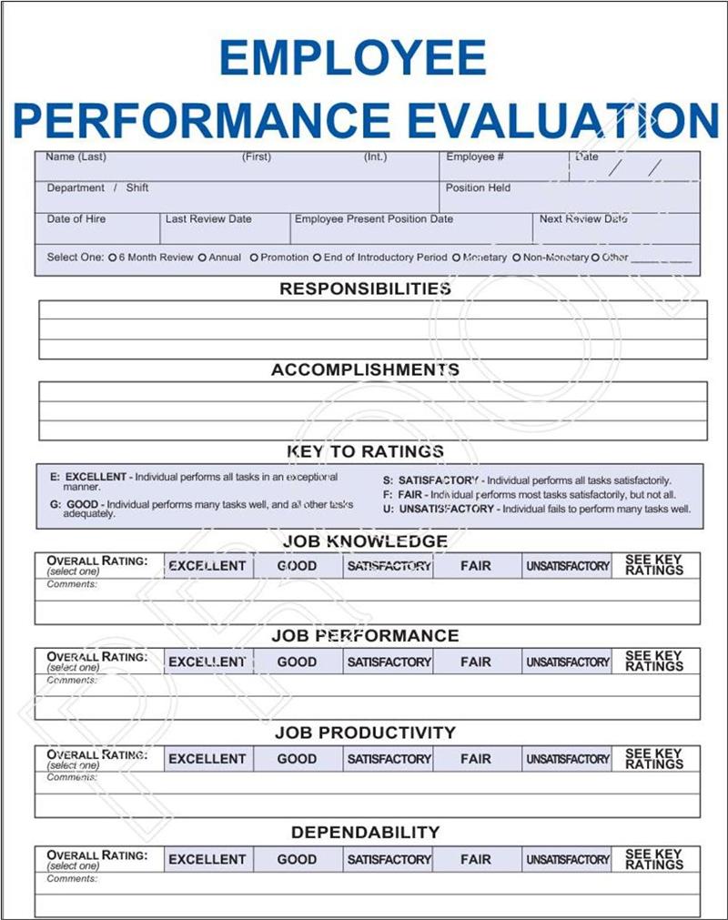 Employee Performance Appraisal to Document Employee Performance