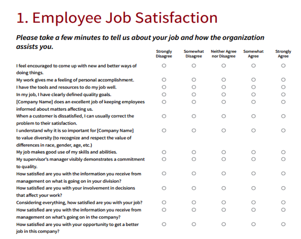 employee satisfaction survey examples   Physic.minimalistics.co