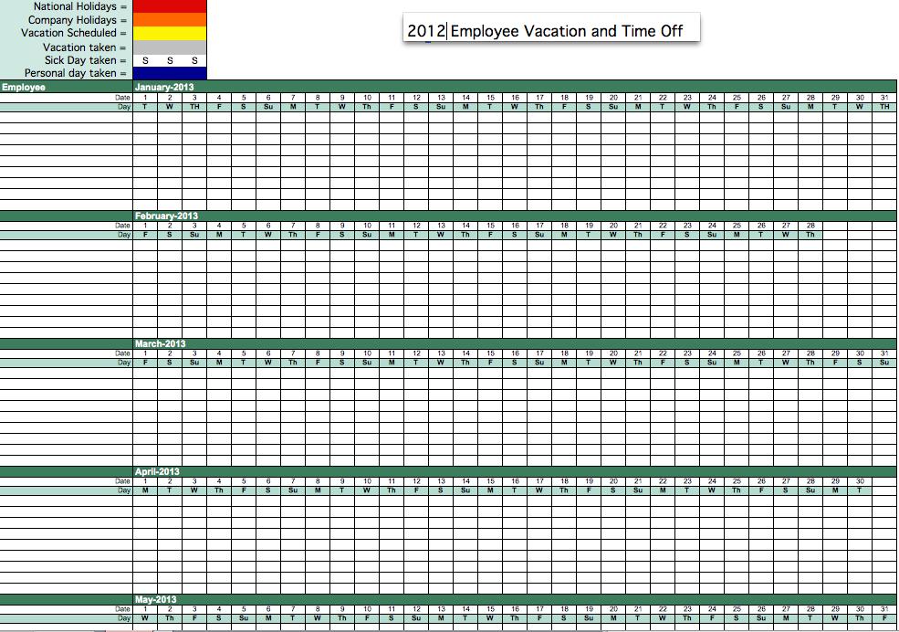 Vacation tracker excel employee time tracking efficient and 