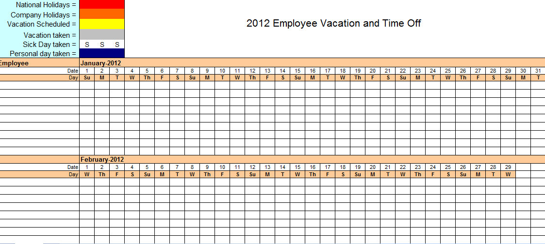 Vacation tracking spreadsheet efficient imagine employee time off 