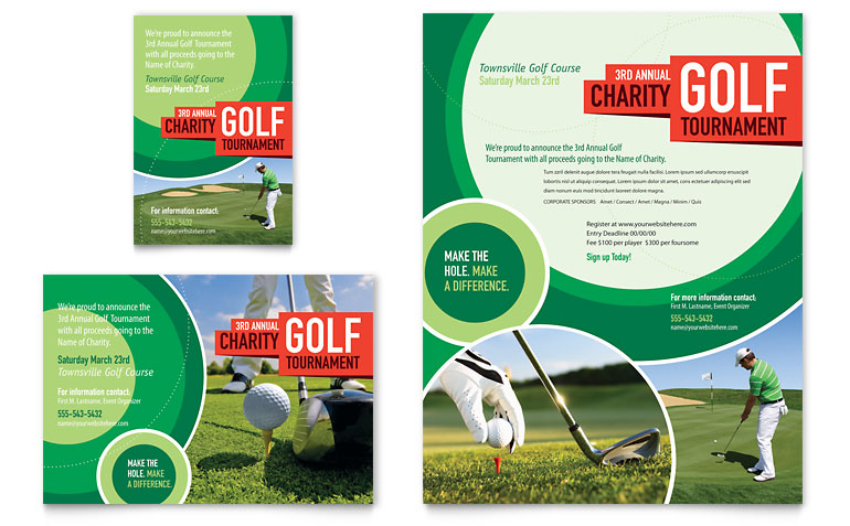 free golf brochure templates background golf tournament flyer ad 