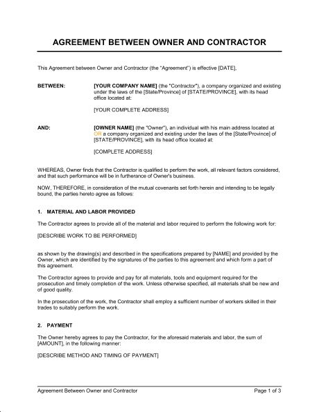 general contractor agreement template general agreement template 