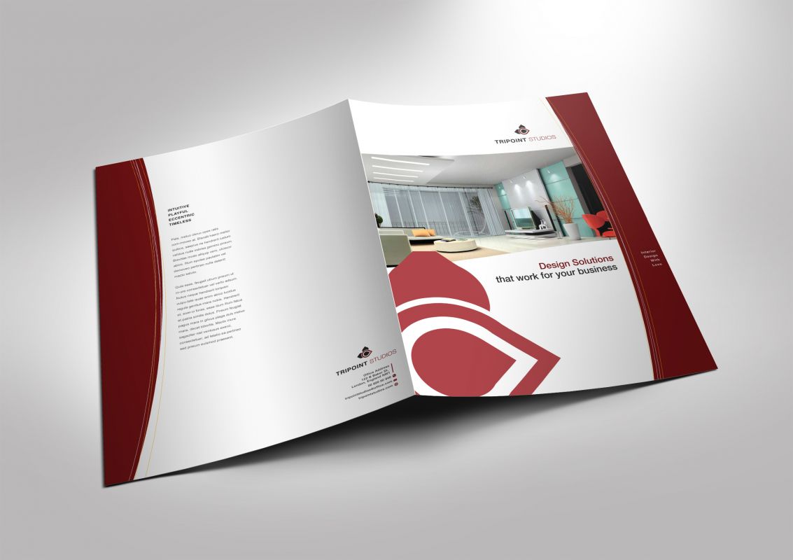 Half Fold Brochure Template For Design Company Marketing Materials 