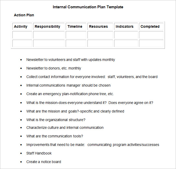 Internal Communication Plan Template   3 Fee Word, PDF Documents 