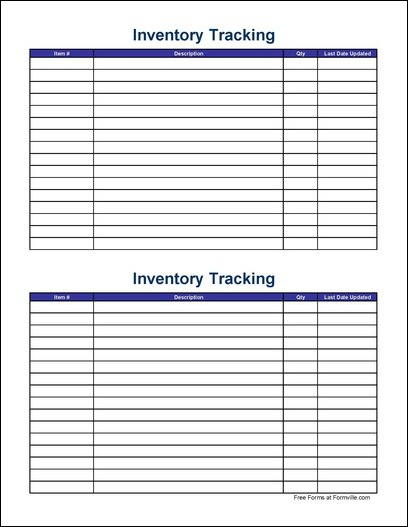 Free Small Simple Inventory Tracking Sheet (Wide) from Formville