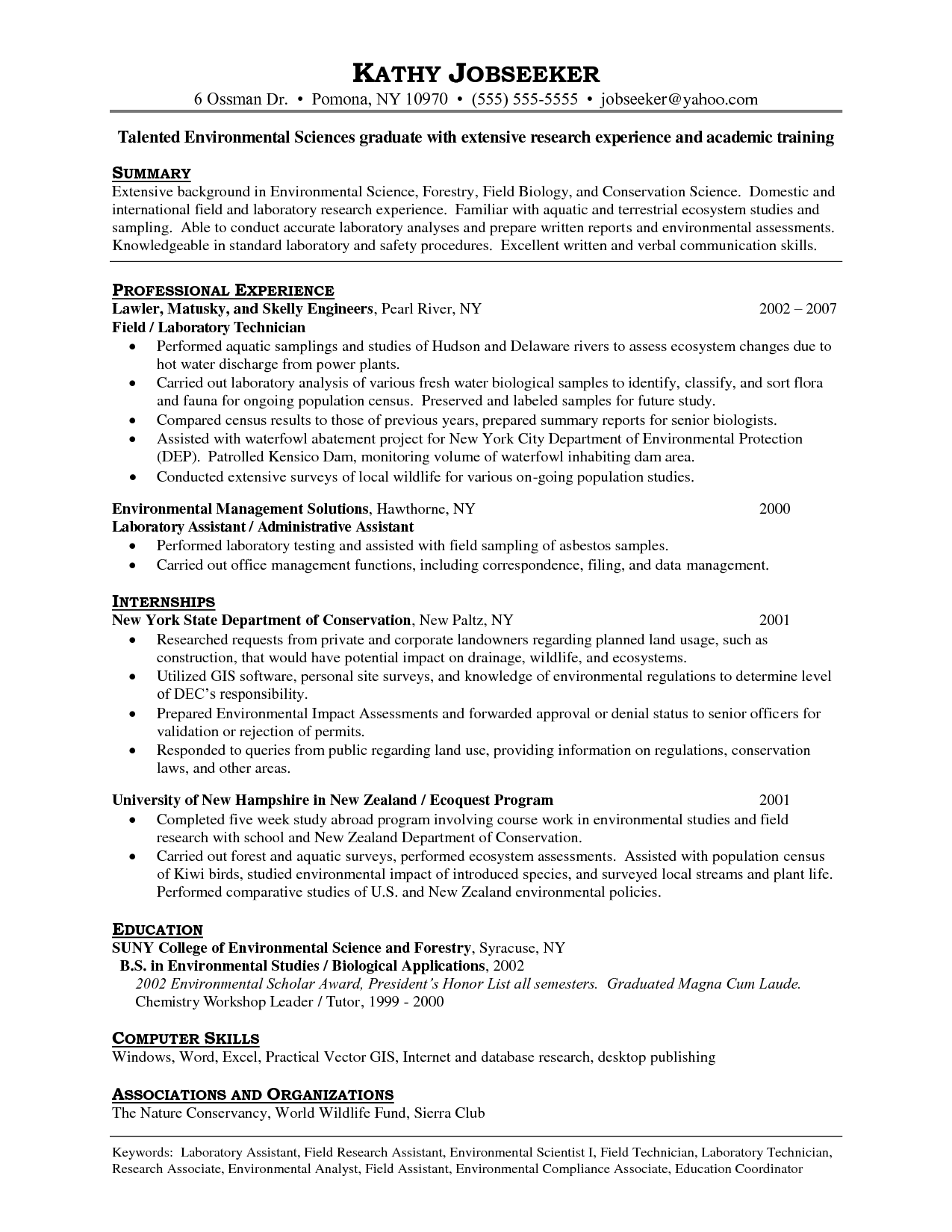 Free Entry Level Lab Technician Resume Templates | ResumeNow