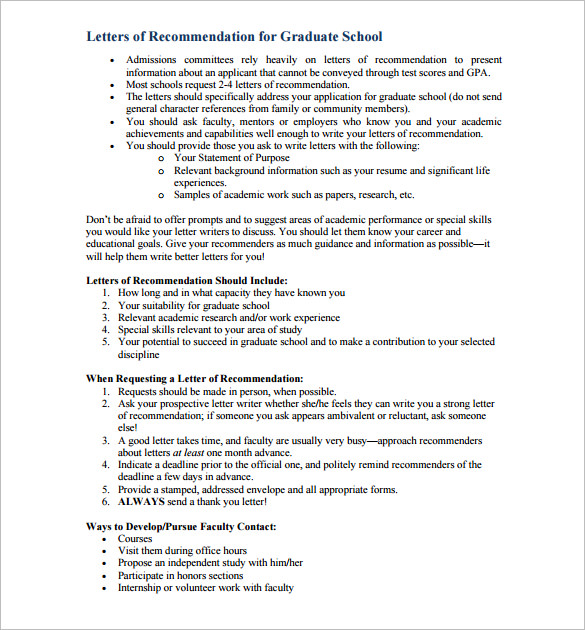 10+ Letters of Recommendation for Graduate School   PDF, DOC 