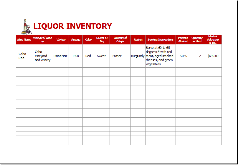 liquor inventory template   Physic.minimalistics.co