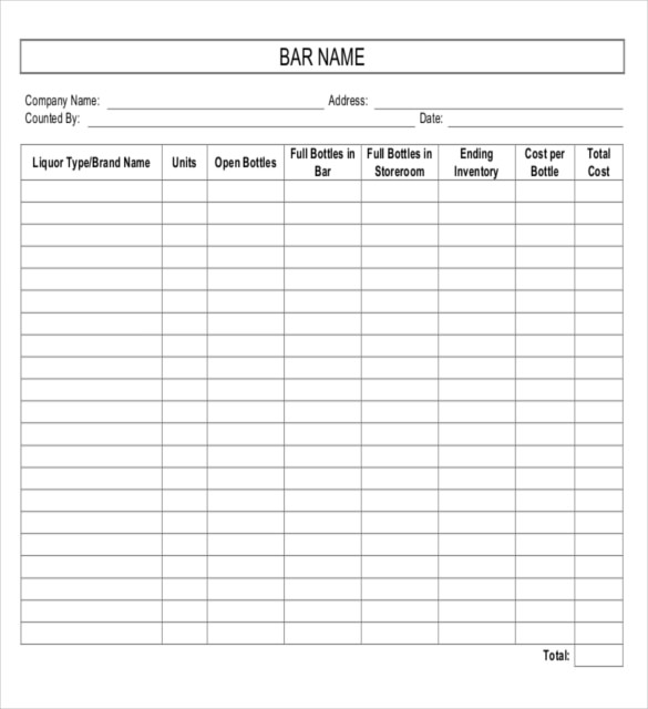 10+ Liquor Inventory Templates   PDF, DOC, Xls | Free & Premium 