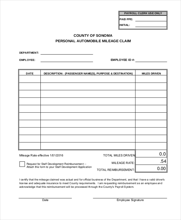 Pta Mileage Reimbursement Form   Fill Online, Printable, Fillable 