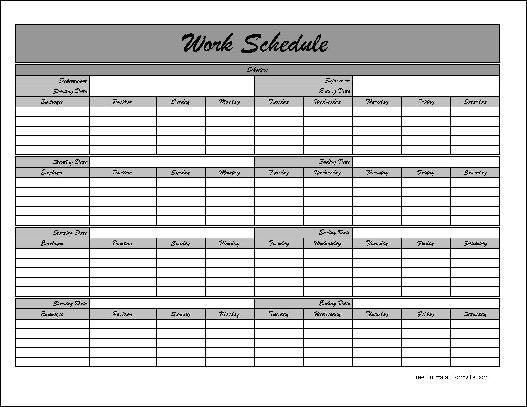 Monthly Employee Schedule Template Mws009 Portray Graceful Work 