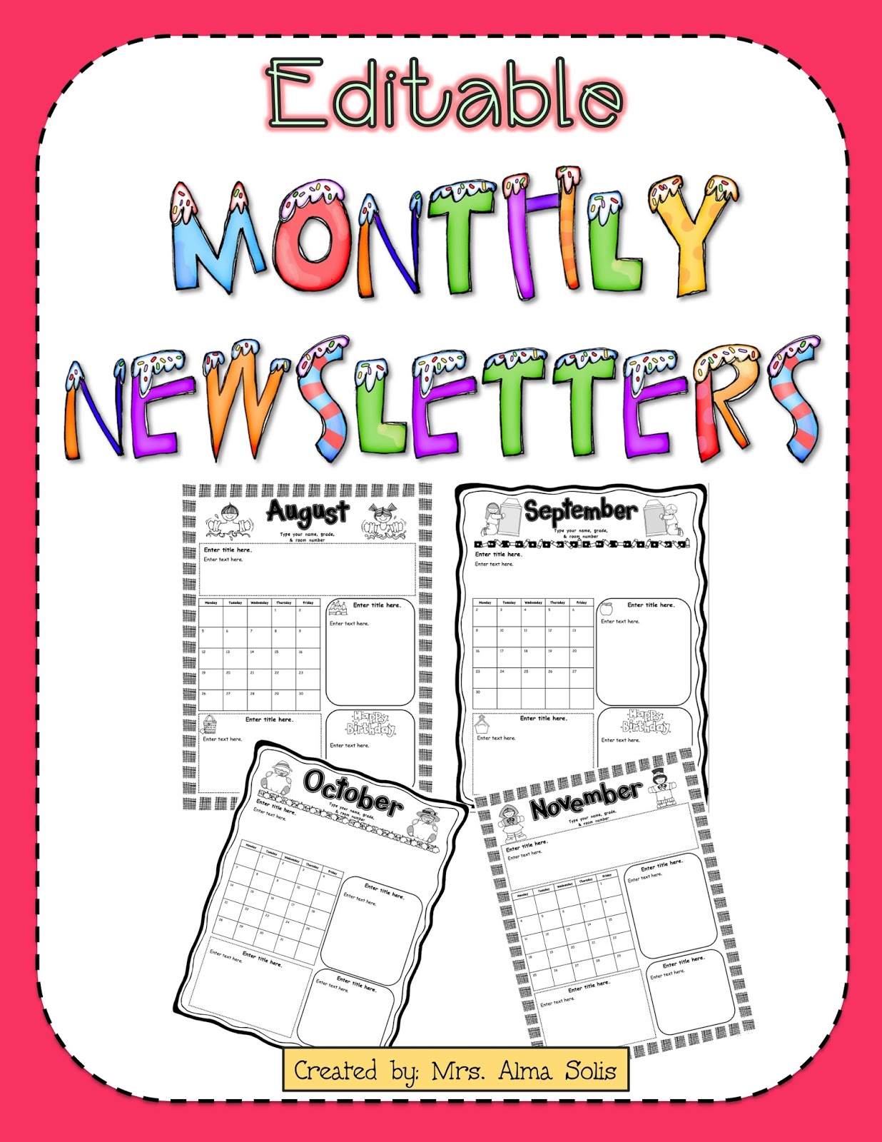 Monthly Newsletter Template For Teachers Free Free Printable 