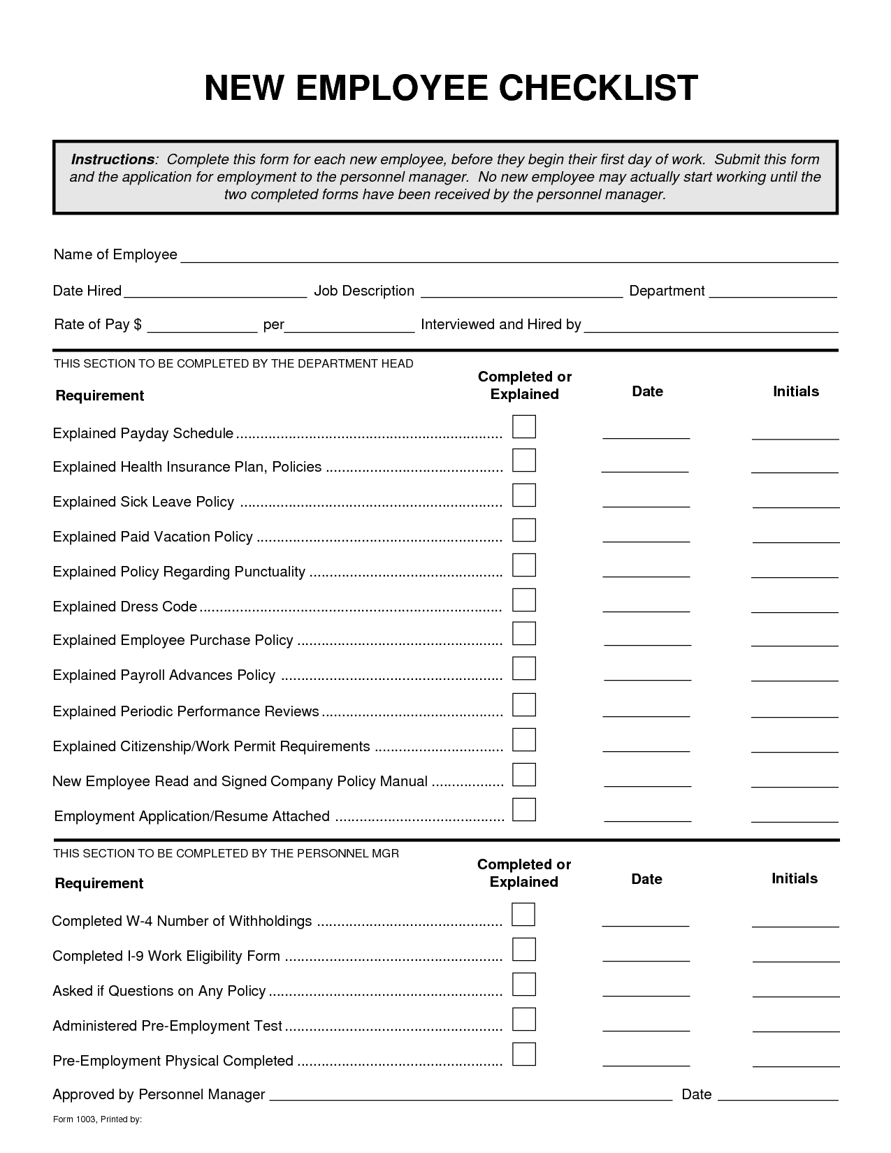 8+ New Hire Checklist Samples | Sample Templates
