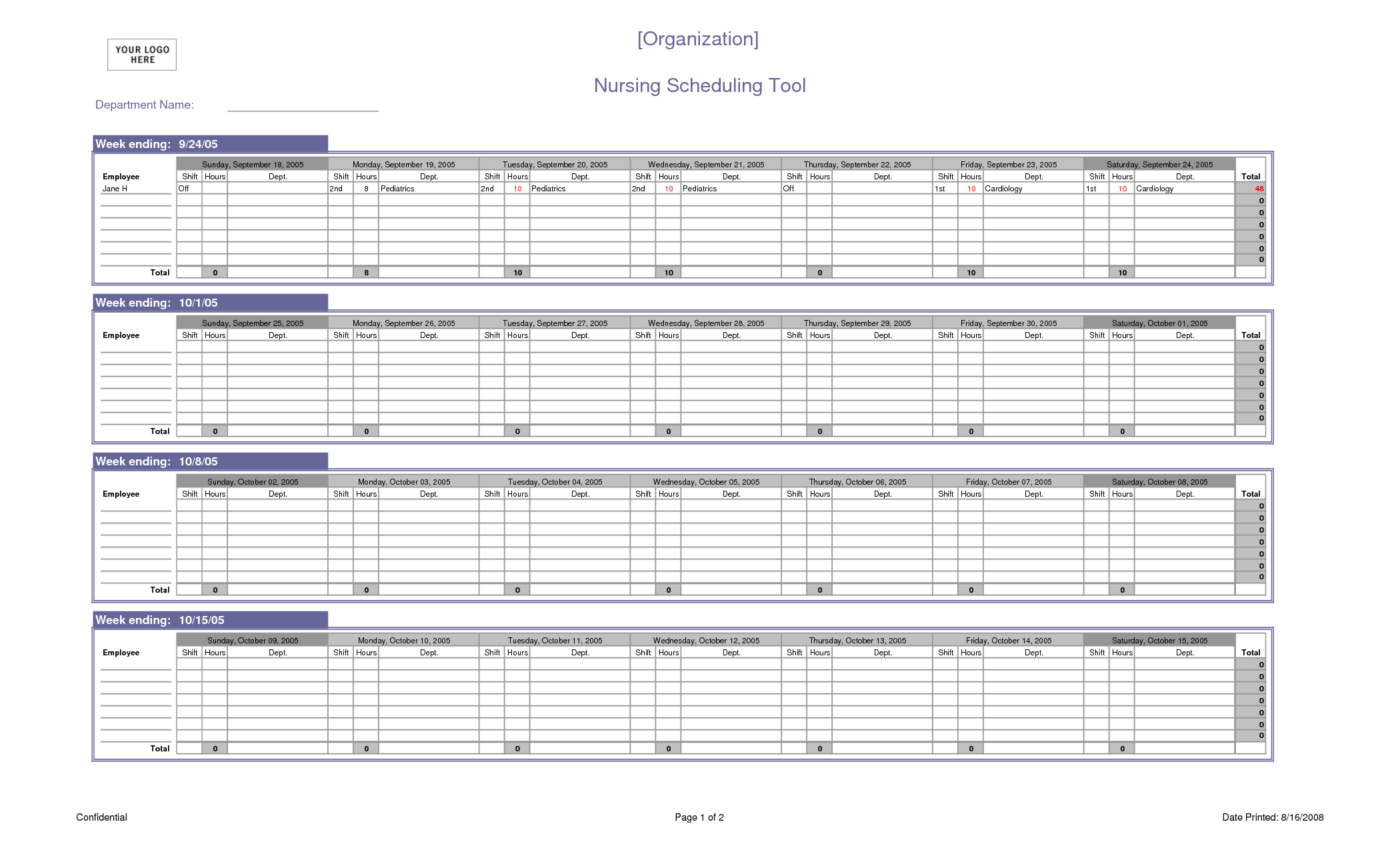 Nursing Schedule Template – 7+ Free Word, Excel, PDF Format 