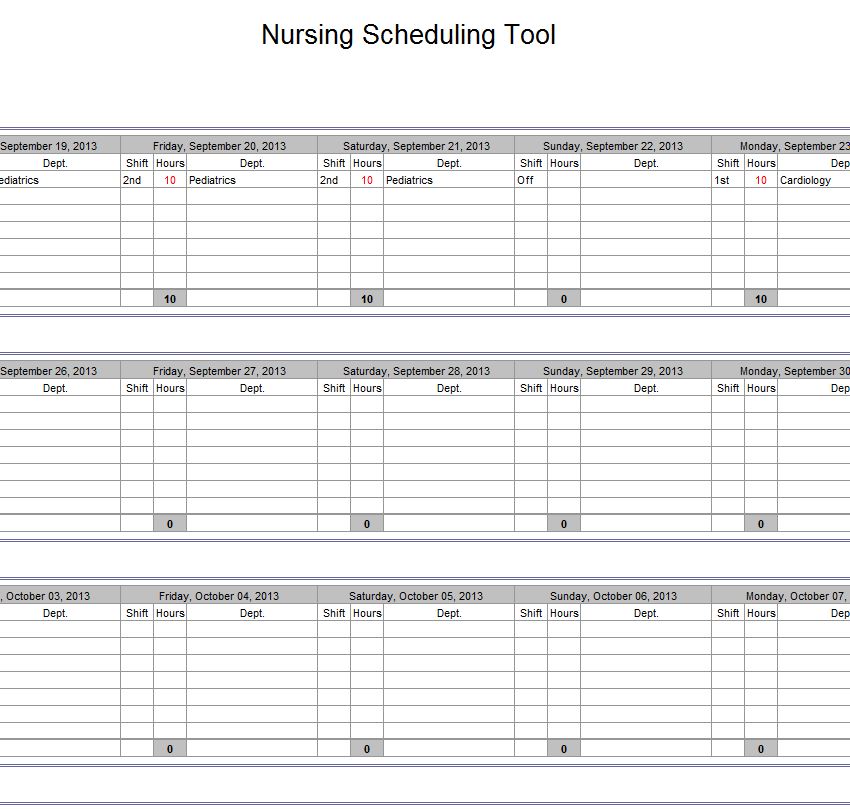nurse schedule template   Physic.minimalistics.co