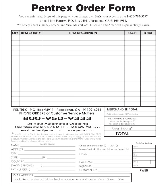 Order Form Template
